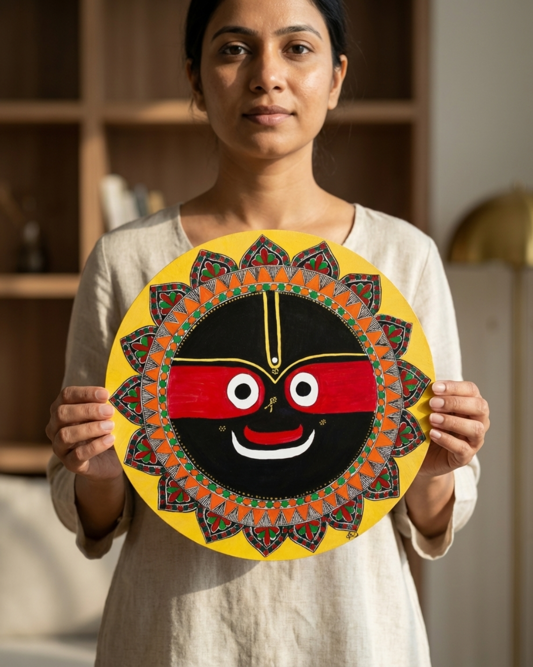 Jagannath Ji Madhubani Painting – 16 Inch MDF Wall Art