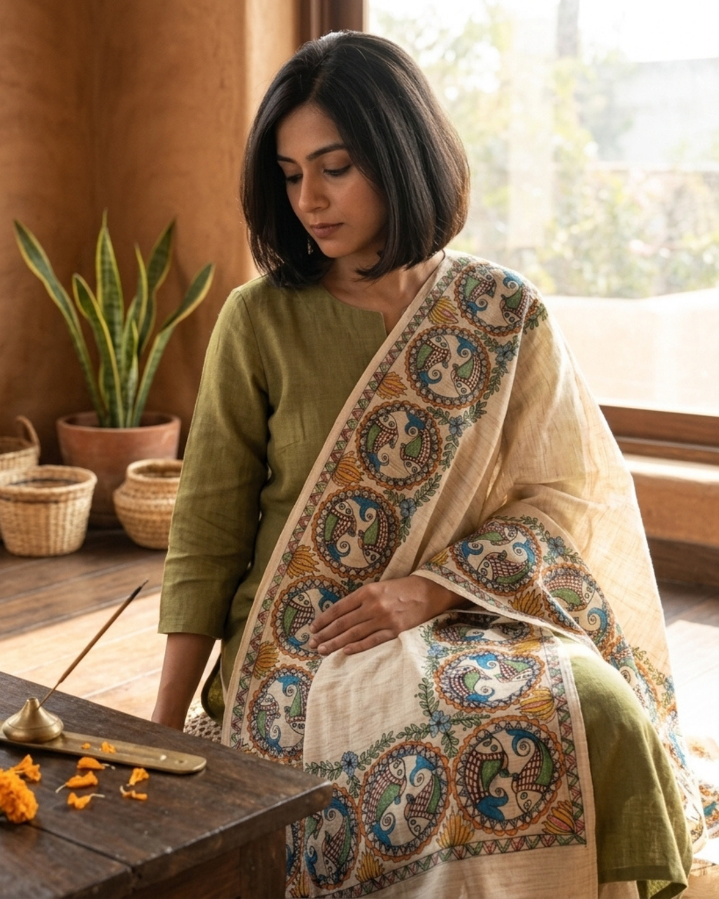 Handmade Madhubani Painting  Dupatta for Women – Ethnic Handcrafted