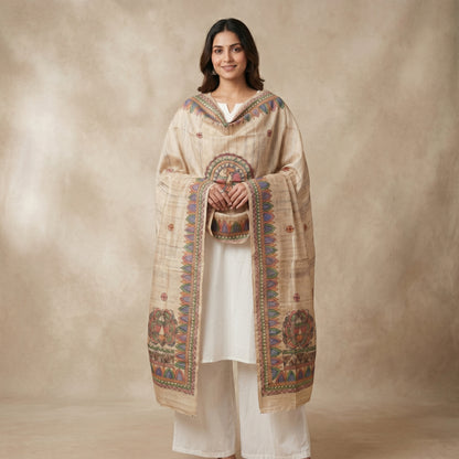 Handmade Madhubani Painting Dupatta for Women