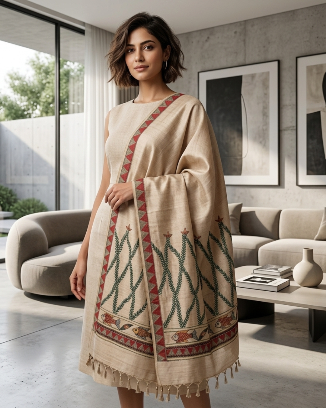 Handmade Madhubani Painting Dupatta for Women – Ethnic Handcrafted Traditional