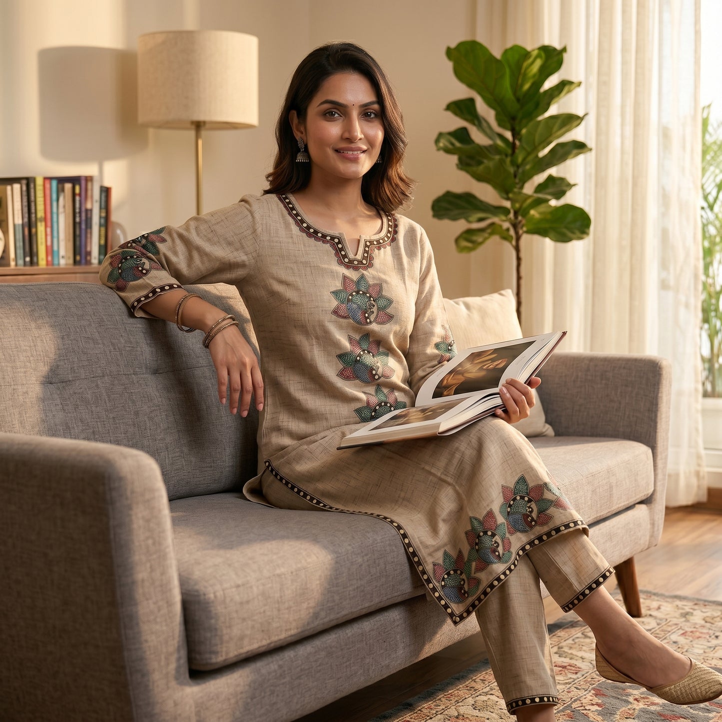 Hand-Painted Madhubani Kurti Palazzo Set for Women